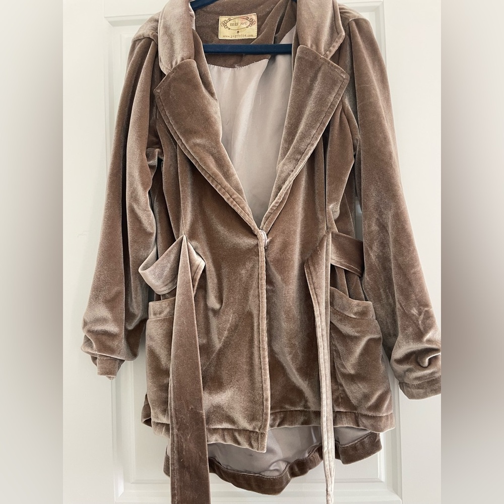 Girls Joyfolie Velvet Jacket in Brown